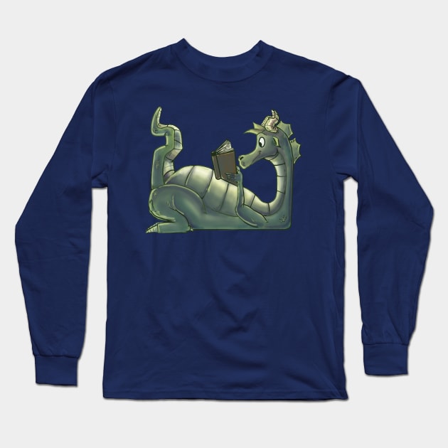 DRAGON READING Long Sleeve T-Shirt by droidmonkey